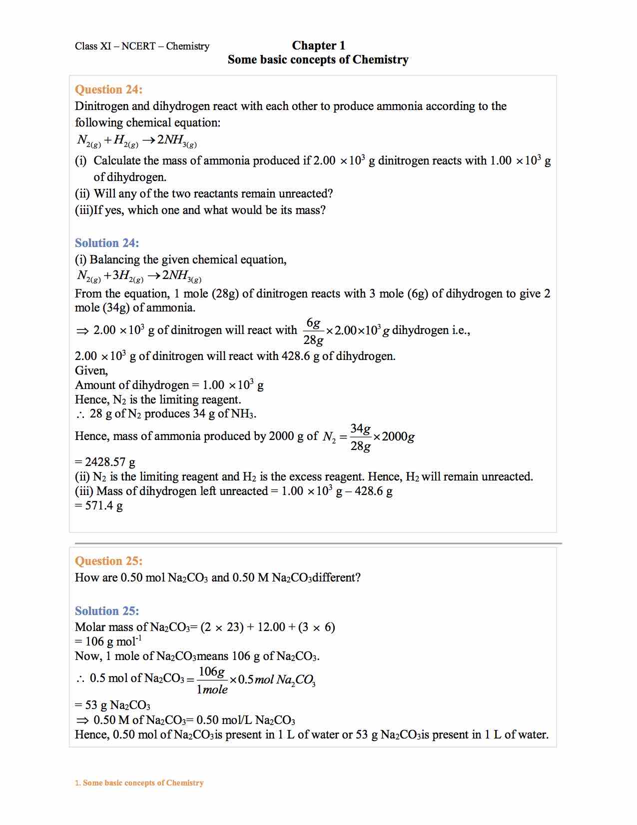 solution assignment chemistry