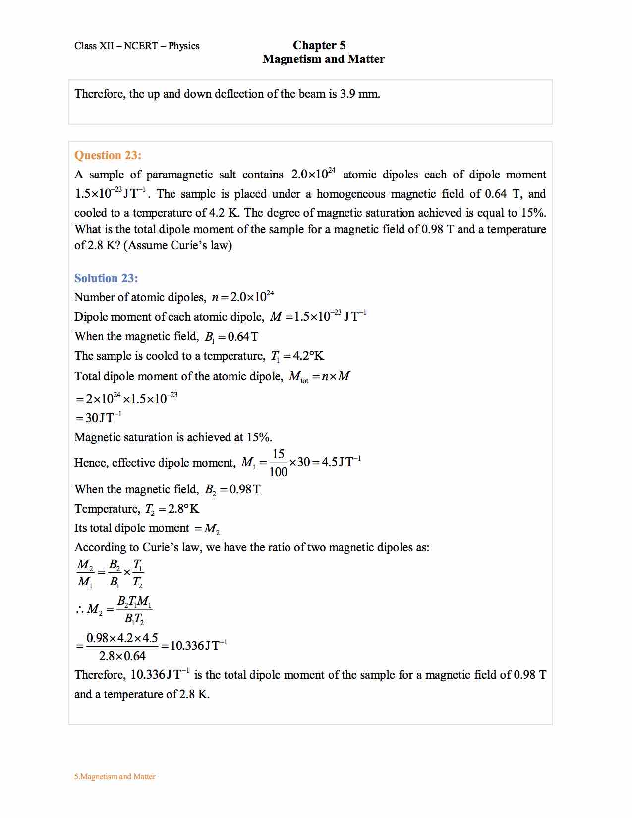 case study questions class 12 physics chapter 5