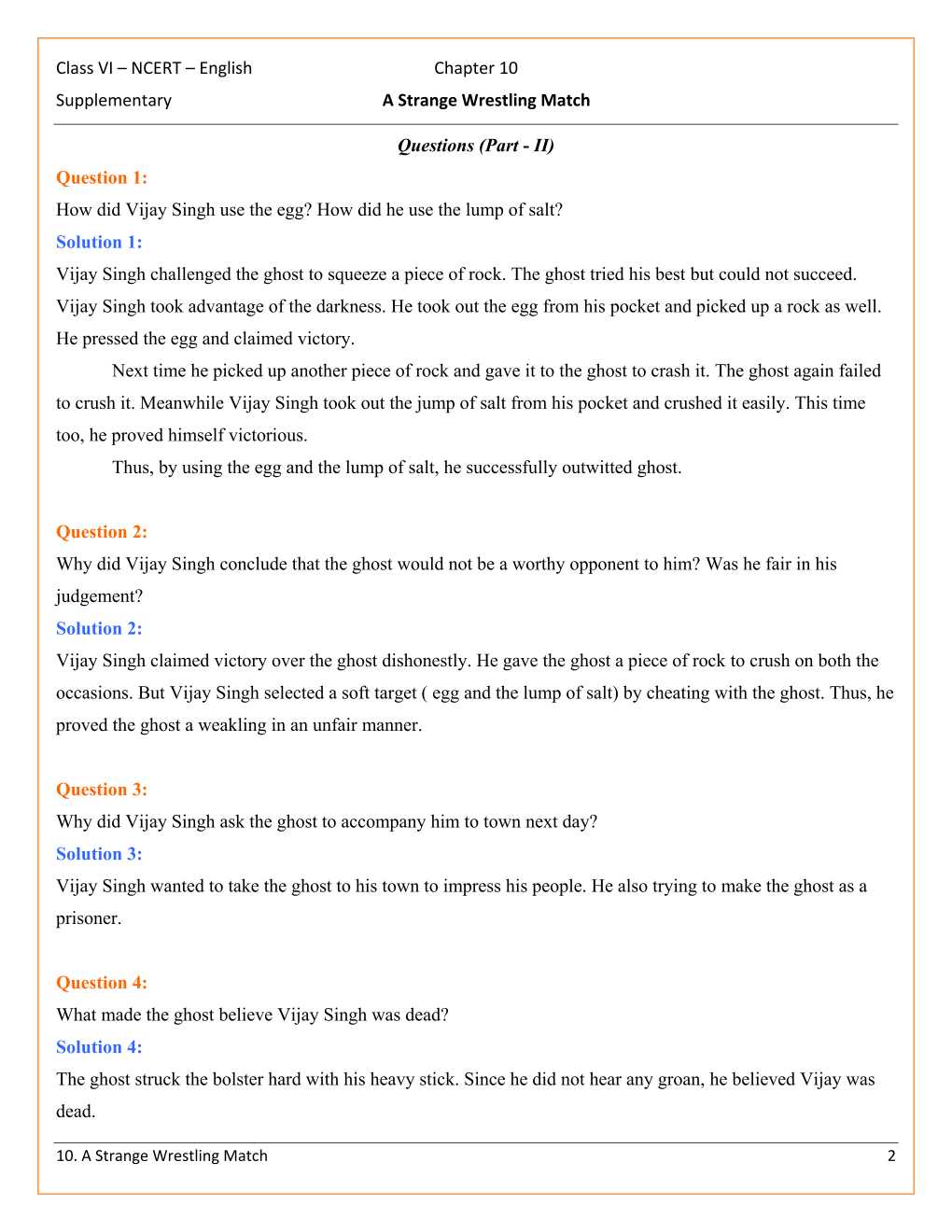 NCERT Solutions For Class 6 English A Pact With The Sun Chapter 10