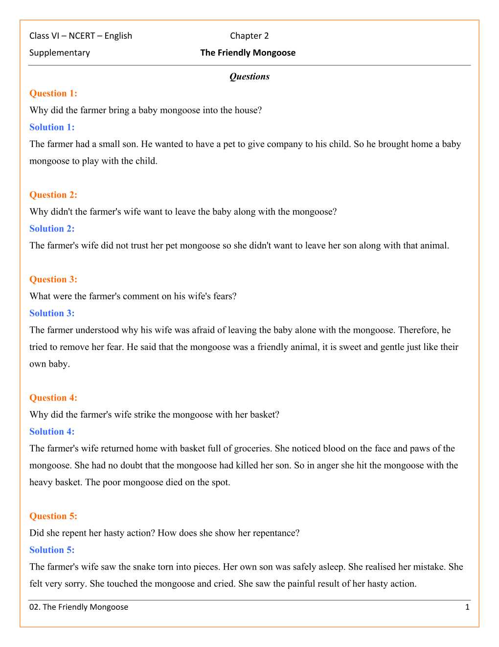 NCERT Solutions For Class 6 English A Pact With The Sun Chapter 2
