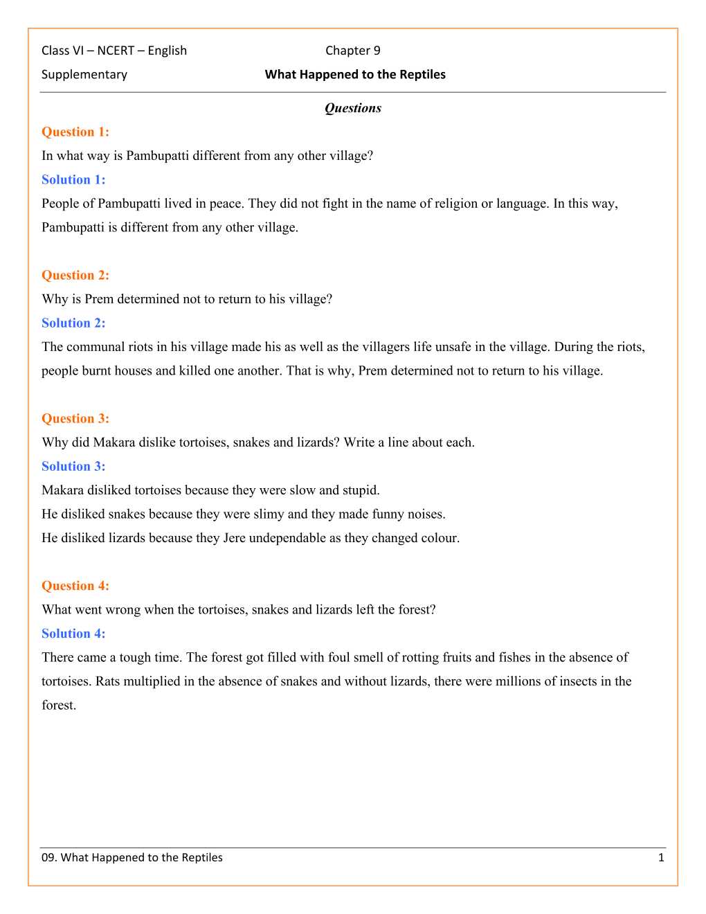 NCERT Solutions For Class 6 English A Pact With The Sun Chapter 9
