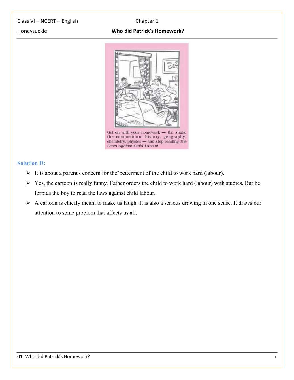 NCERT Solutions For Class 6 English Honeysuckle Chapter 1