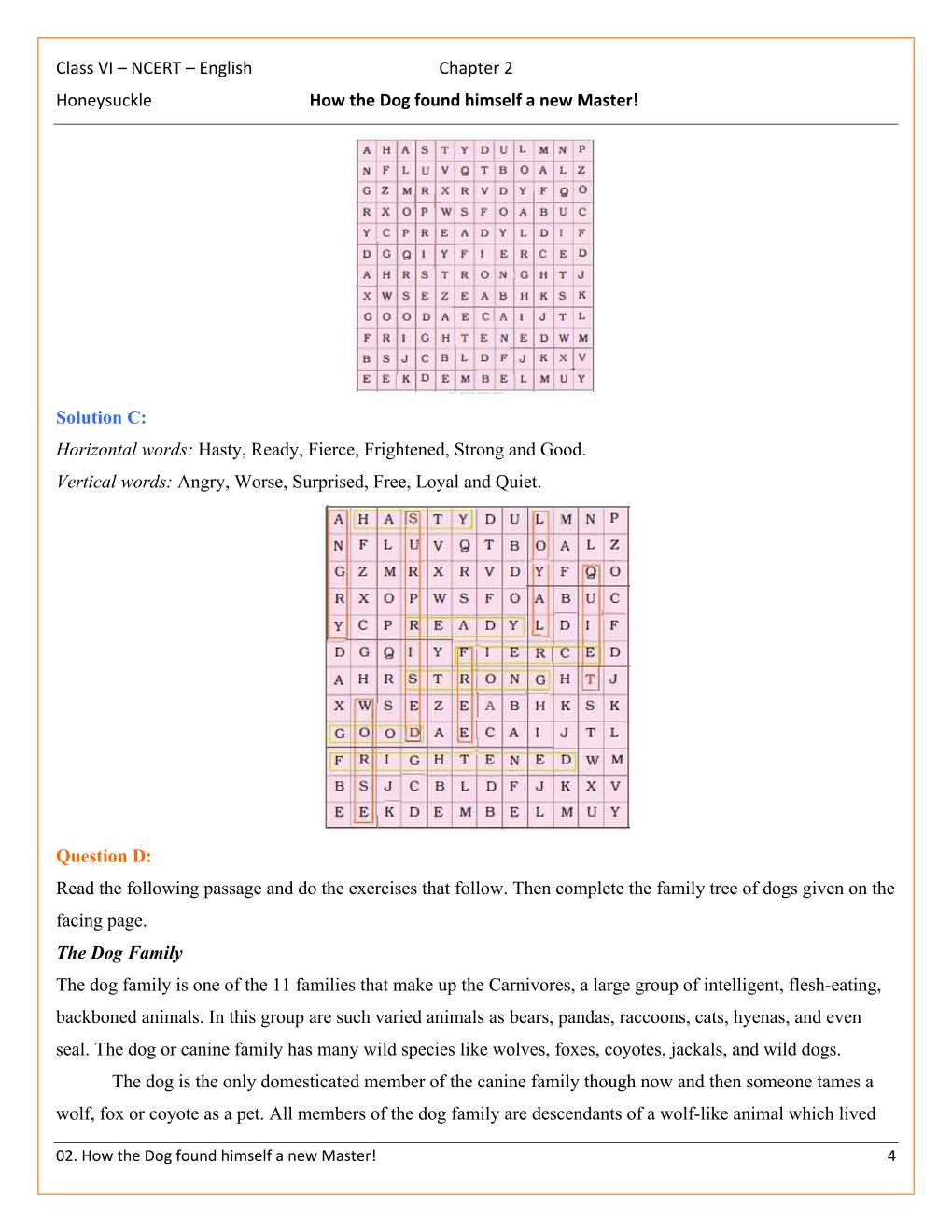NCERT Solutions For Class 6 English Honeysuckle Chapter 2