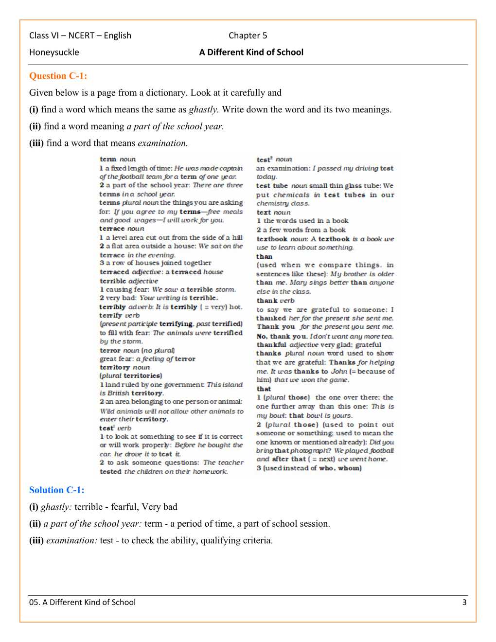 NCERT Solutions For Class 6 English Honeysuckle Chapter 5