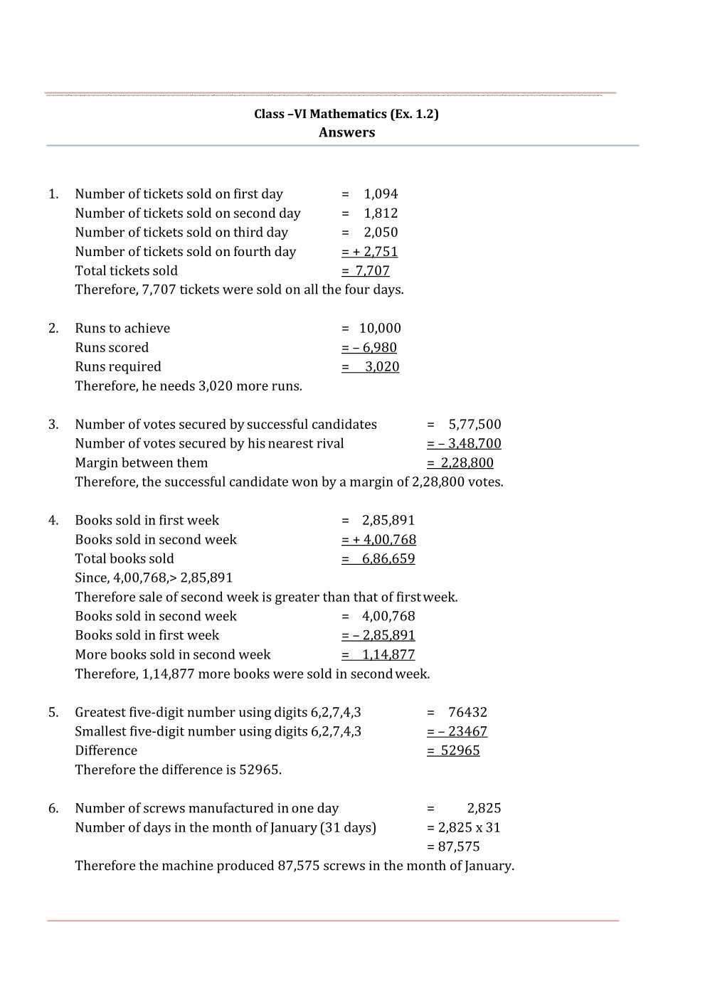 NCERT Solutions For Class 6 Maths Chapter 1