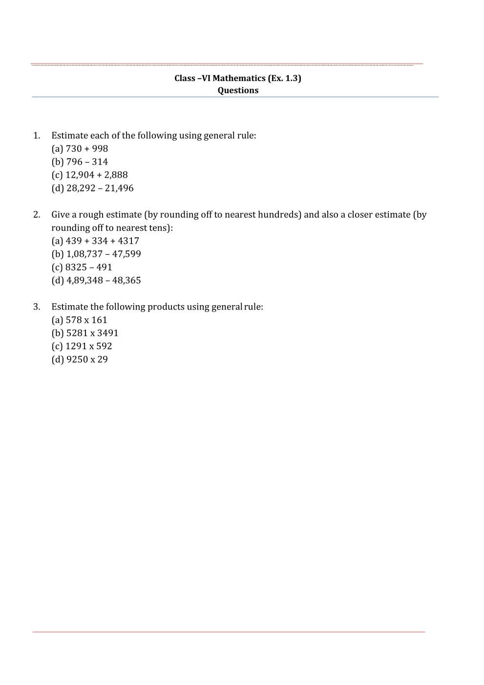 NCERT Solutions For Class 6 Maths Chapter 1