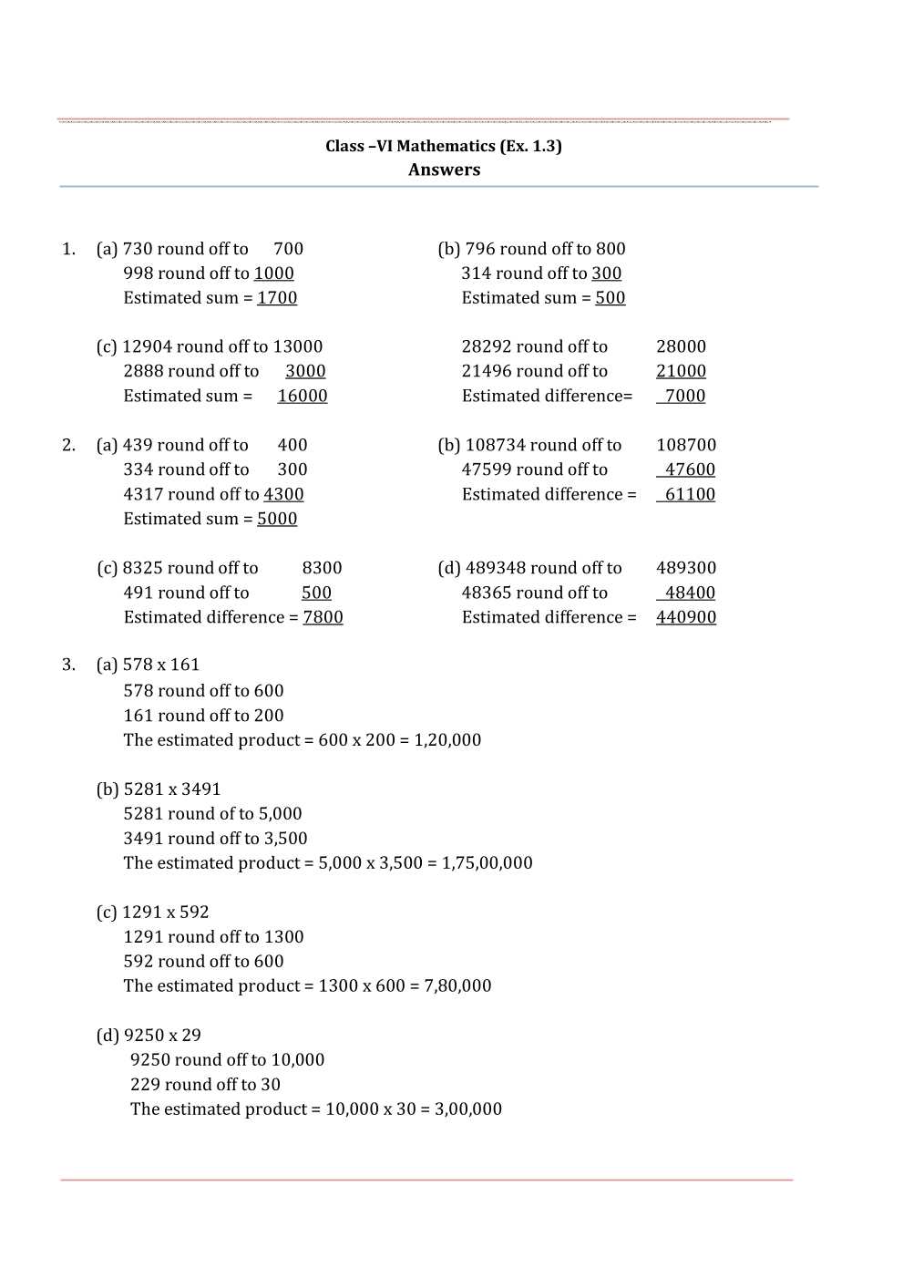 NCERT Solutions For Class 6 Maths Chapter 1