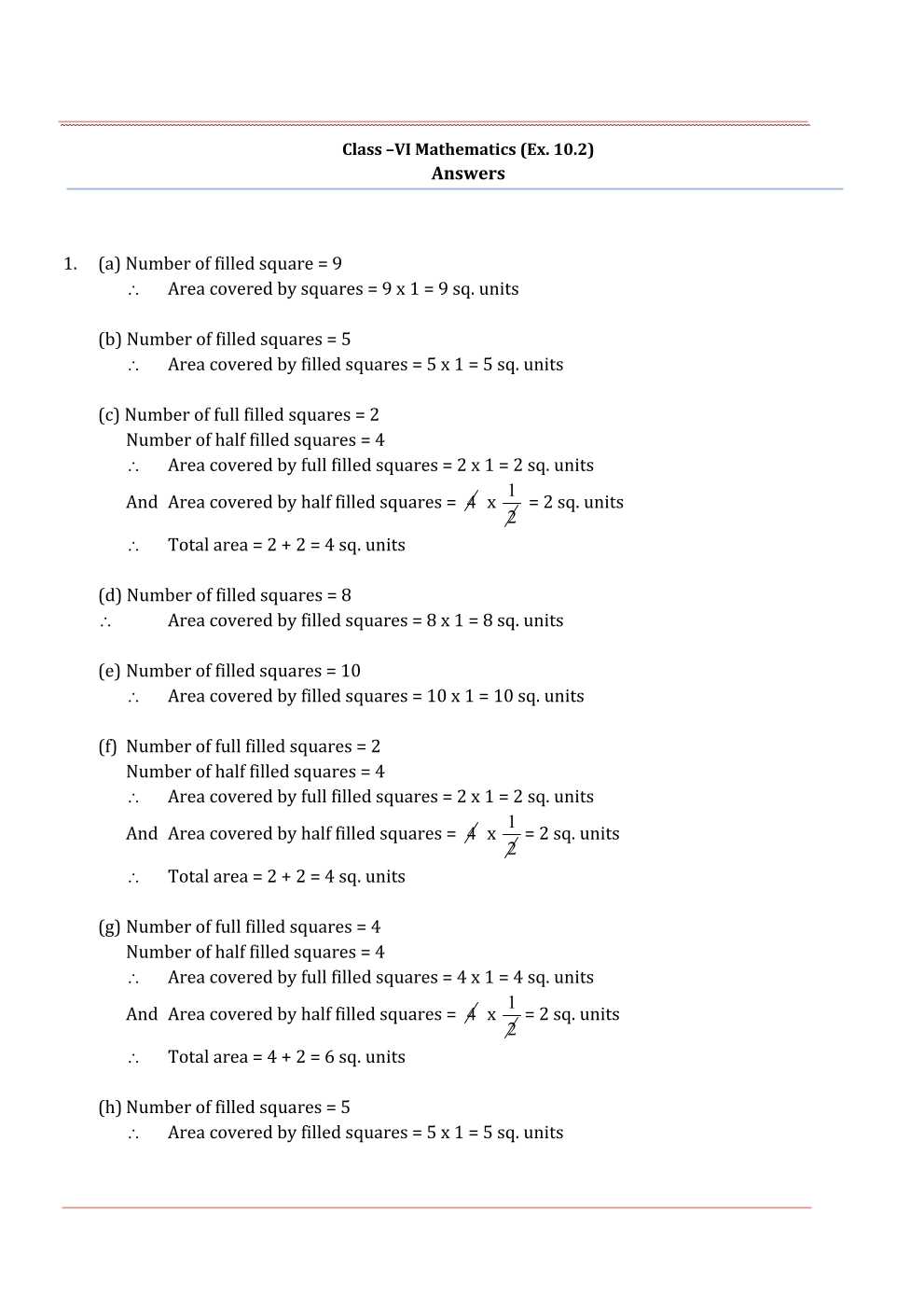 NCERT Solutions For Class 6 Maths Chapter 10