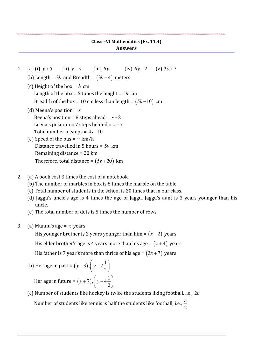 NCERT Solutions For Class 6 Maths Chapter 11