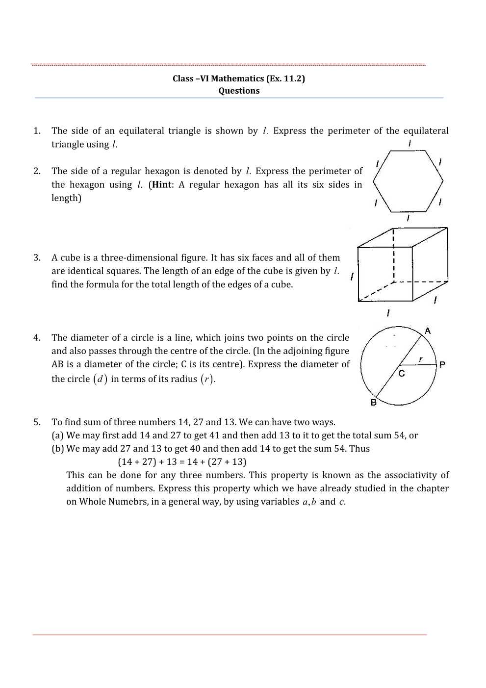 NCERT Solutions For Class 6 Maths Chapter 11