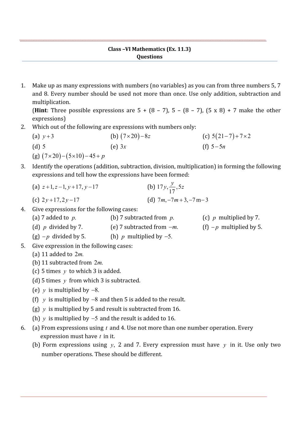 NCERT Solutions For Class 6 Maths Chapter 11