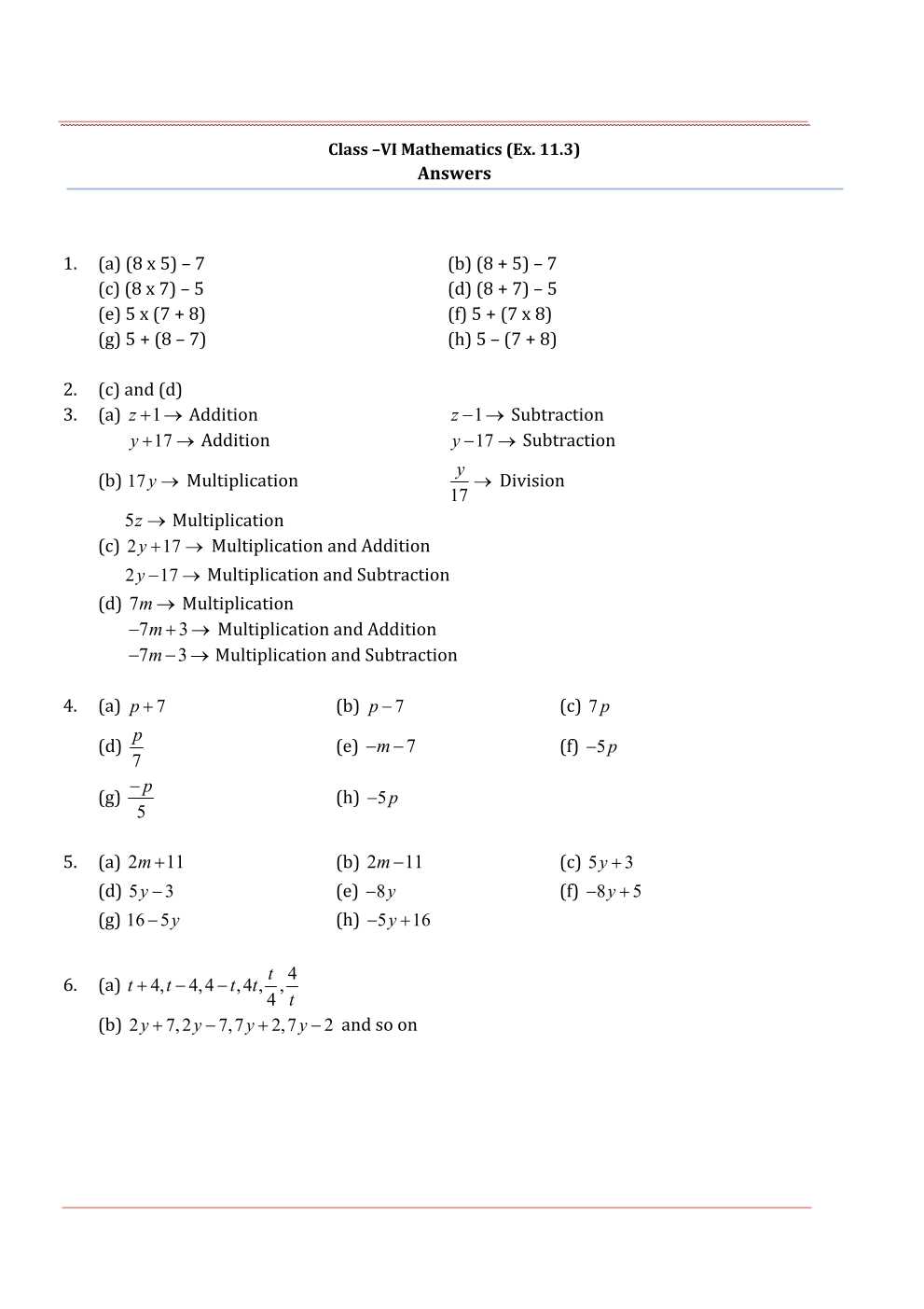 NCERT Solutions For Class 6 Maths Chapter 11