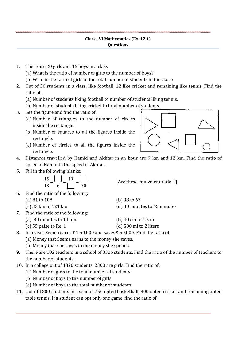 NCERT Solutions For Class 6 Maths Chapter 12