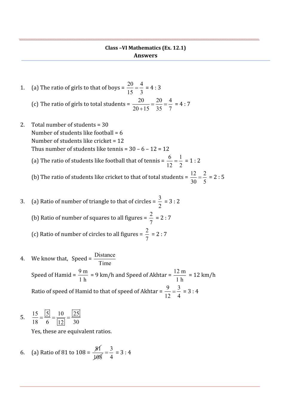 NCERT Solutions For Class 6 Maths Chapter 12