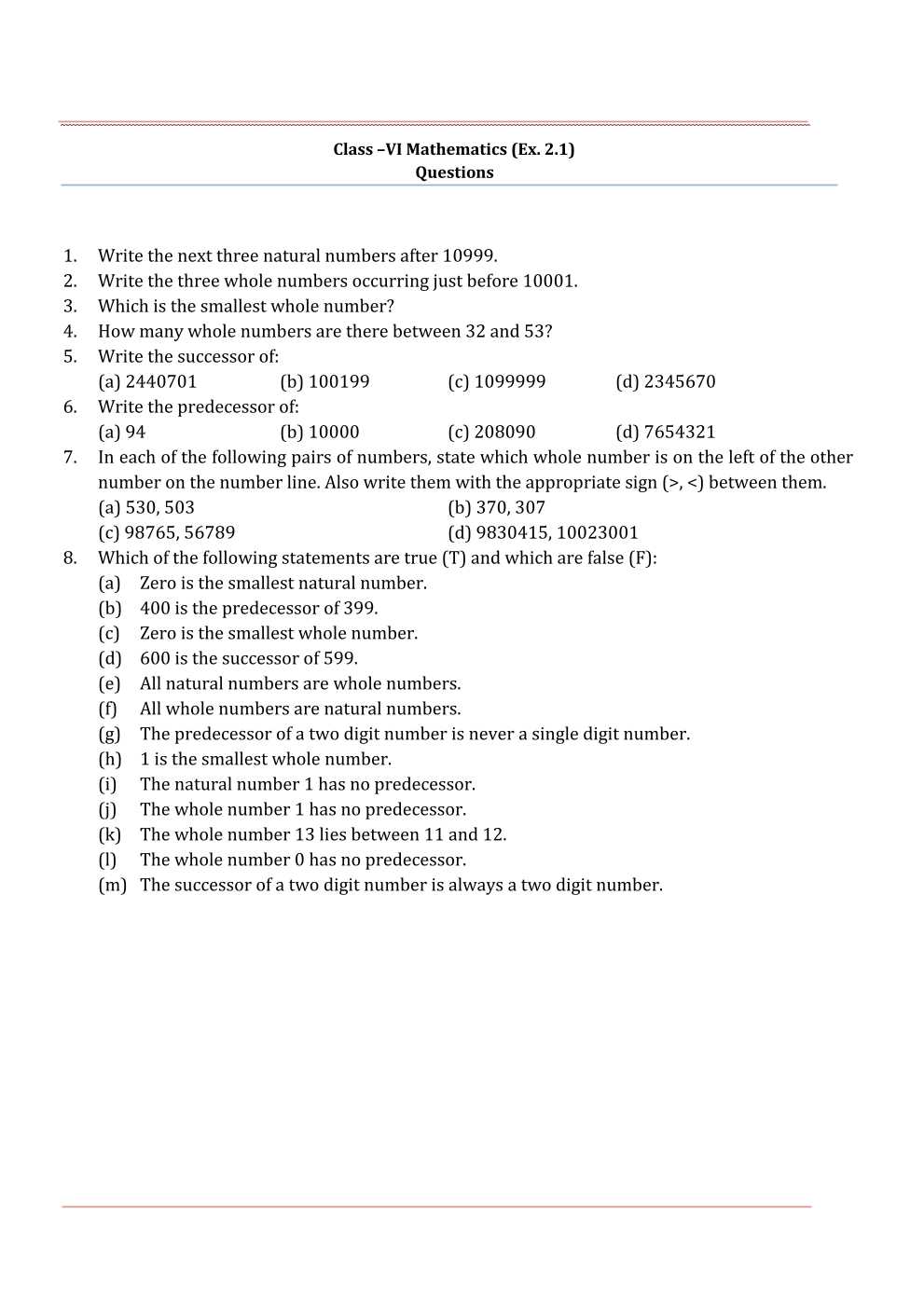 NCERT Solutions For Class 6 Maths Chapter 2