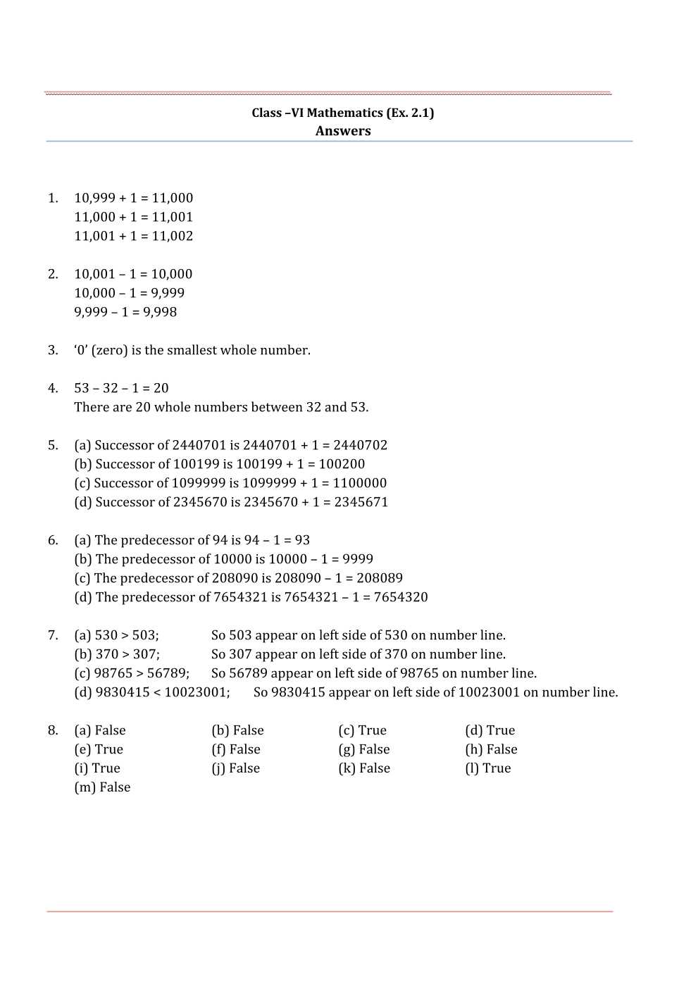 NCERT Solutions For Class 6 Maths Chapter 2