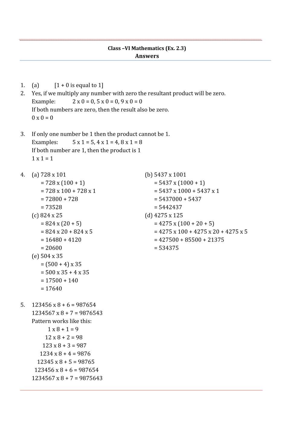 NCERT Solutions For Class 6 Maths Chapter 2