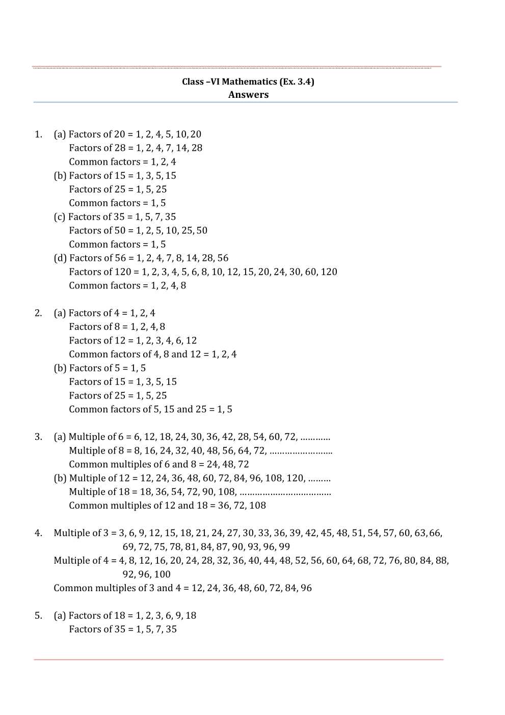 NCERT Solutions For Class 6 Maths Chapter 3