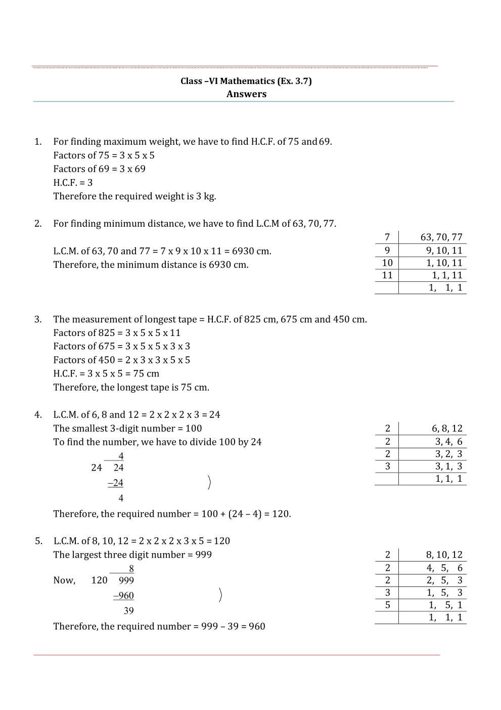 NCERT Solutions For Class 6 Maths Chapter 3