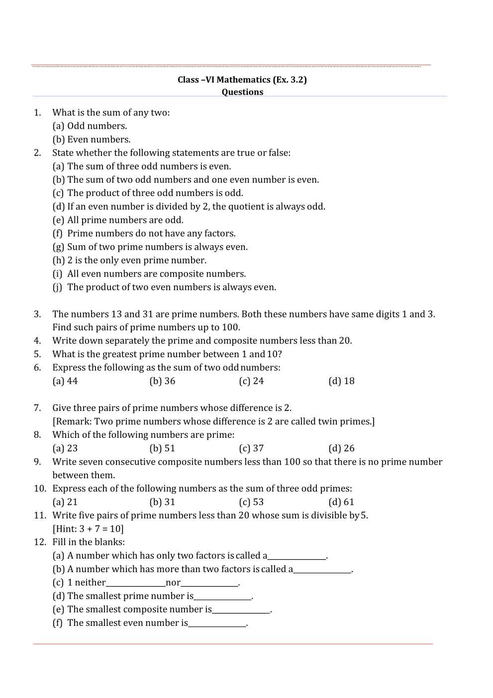 NCERT Solutions For Class 6 Maths Chapter 3