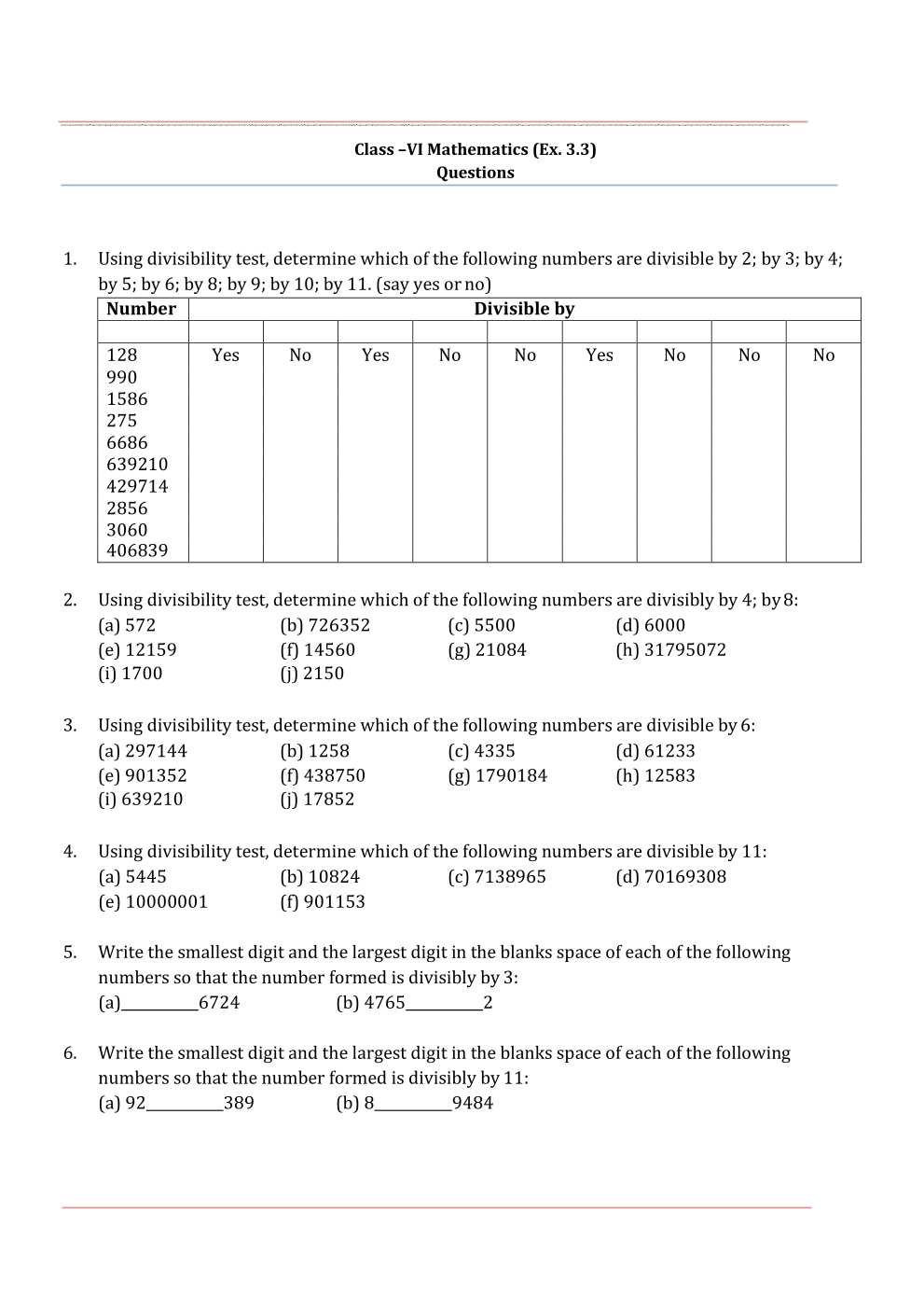 NCERT Solutions For Class 6 Maths Chapter 3