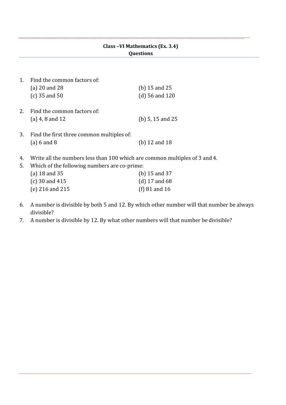 NCERT Solutions For Class 6 Maths Chapter 3