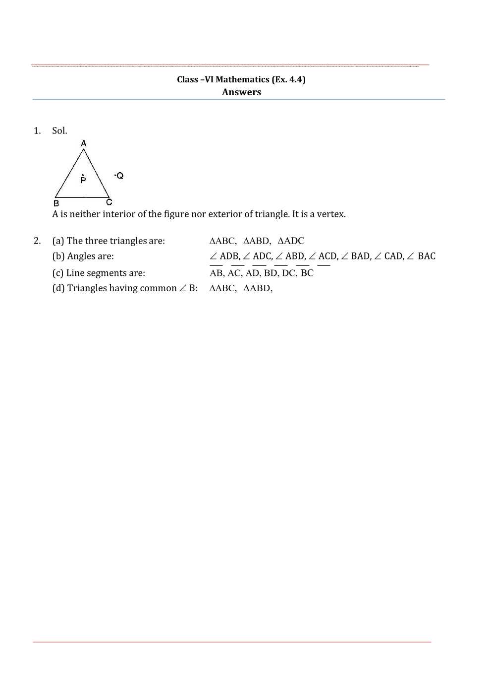 NCERT Solutions For Class 6 Maths Chapter 4