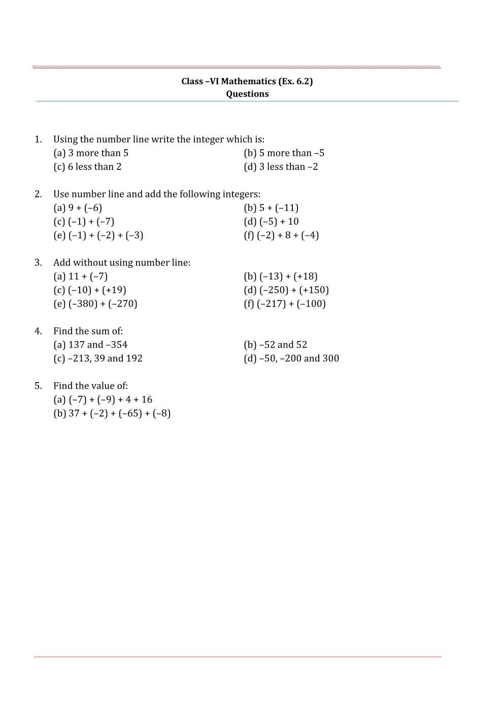 NCERT Solutions For Class 6 Maths Chapter 6