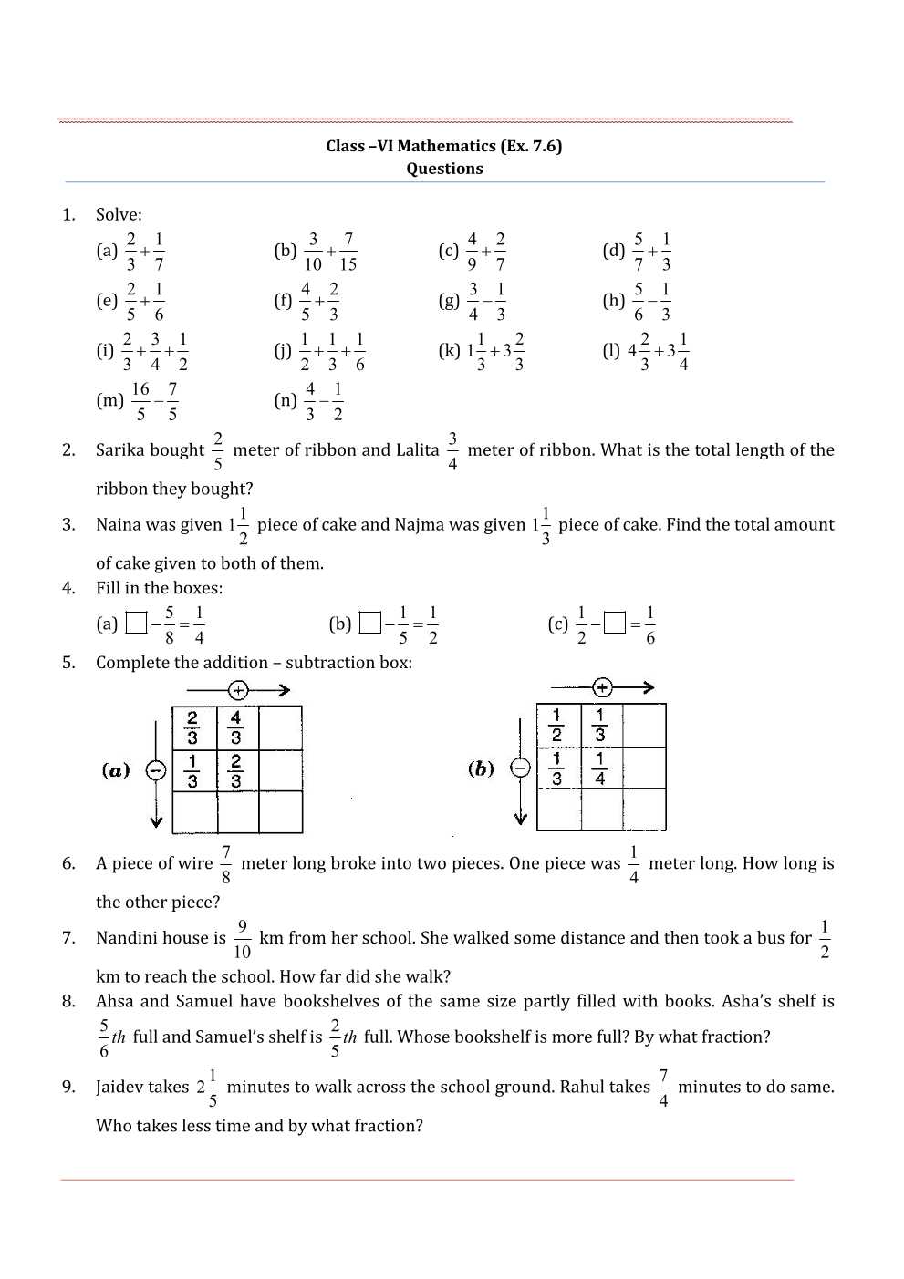 NCERT Solutions For Class 6 Maths Chapter 7