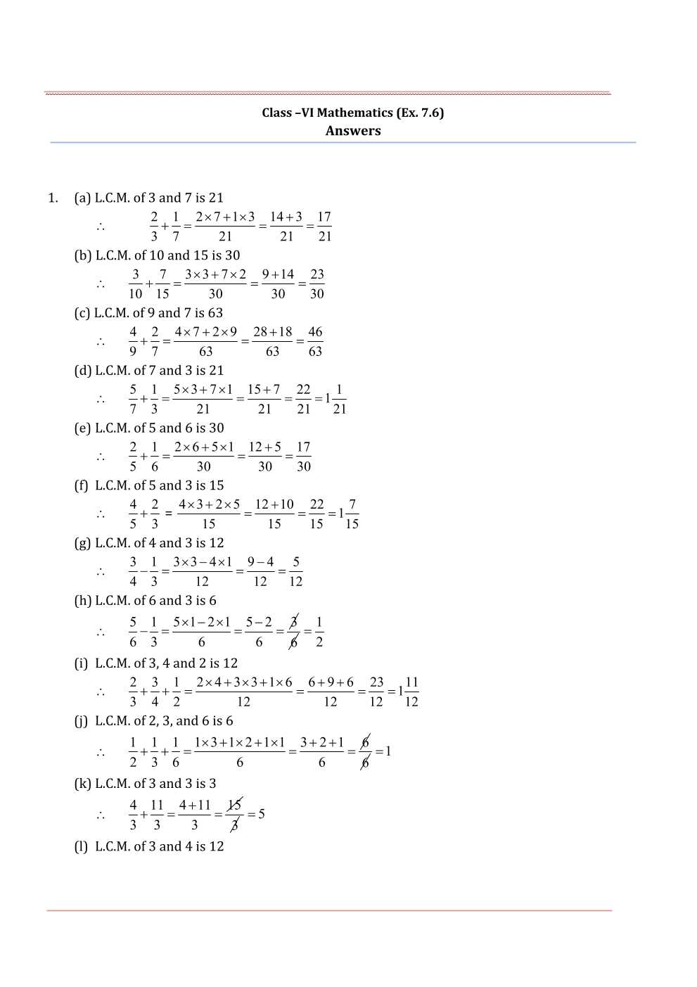 NCERT Solutions For Class 6 Maths Chapter 7