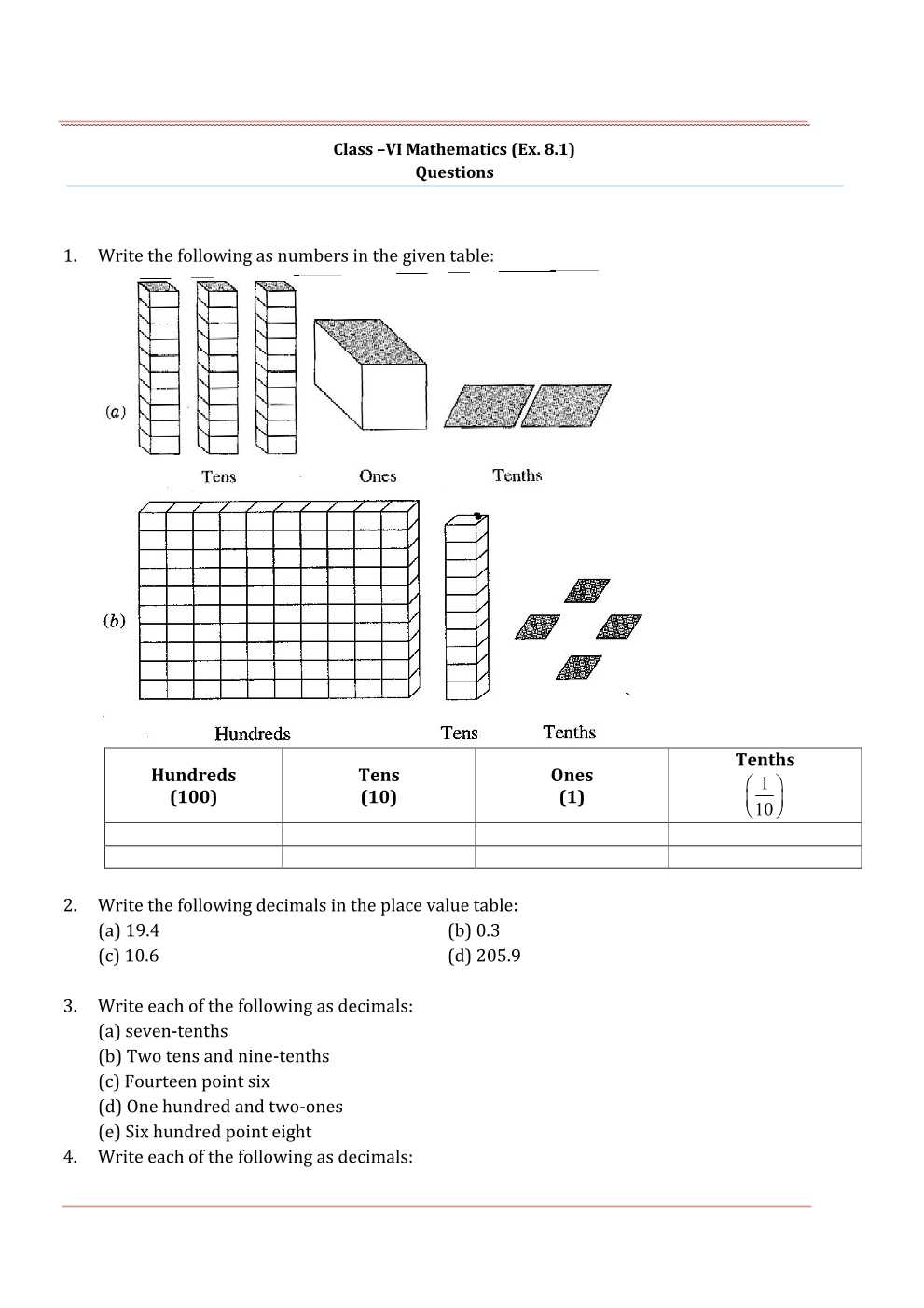 NCERT Solutions For Class 6 Maths Chapter 8