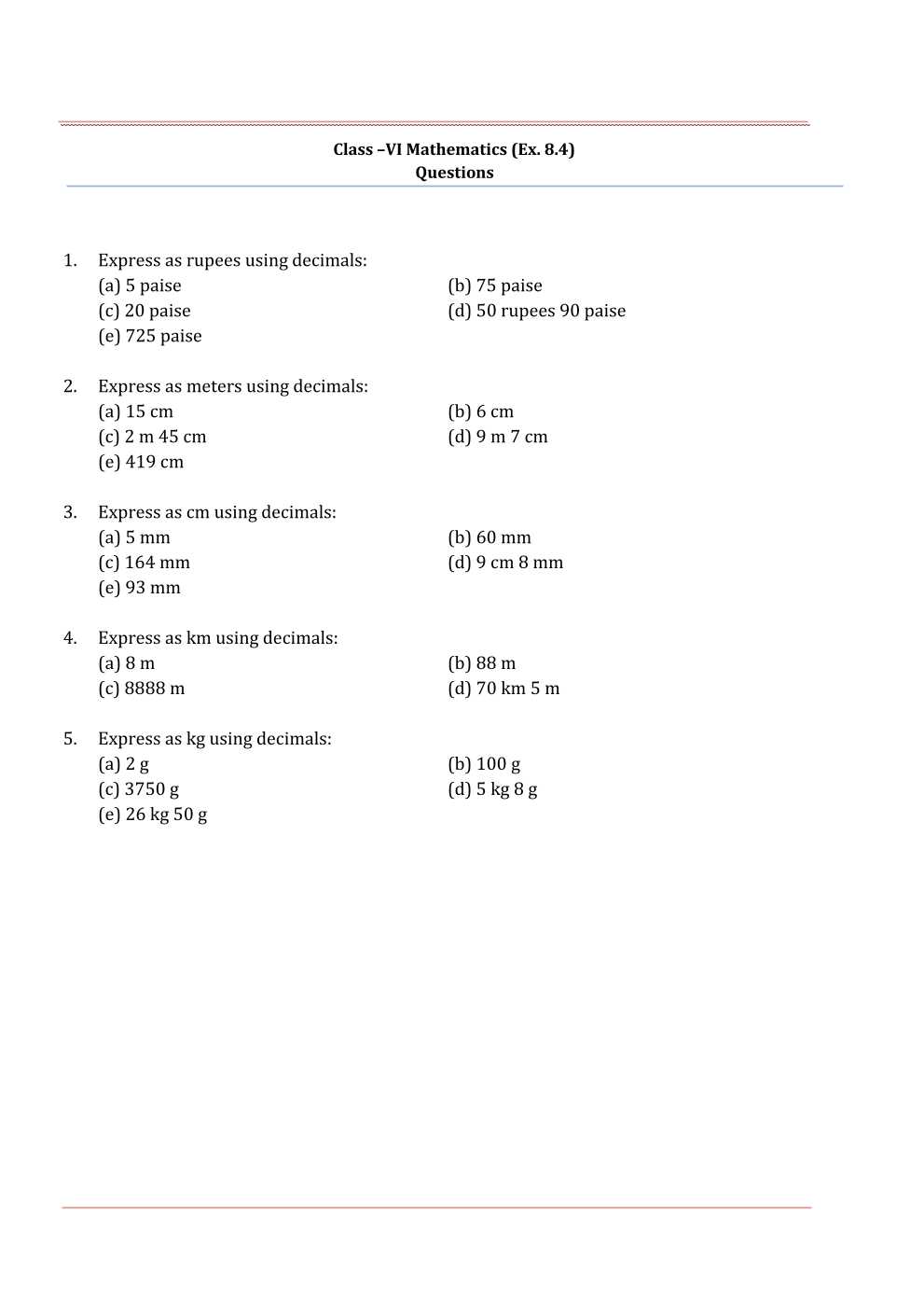 NCERT Solutions For Class 6 Maths Chapter 8