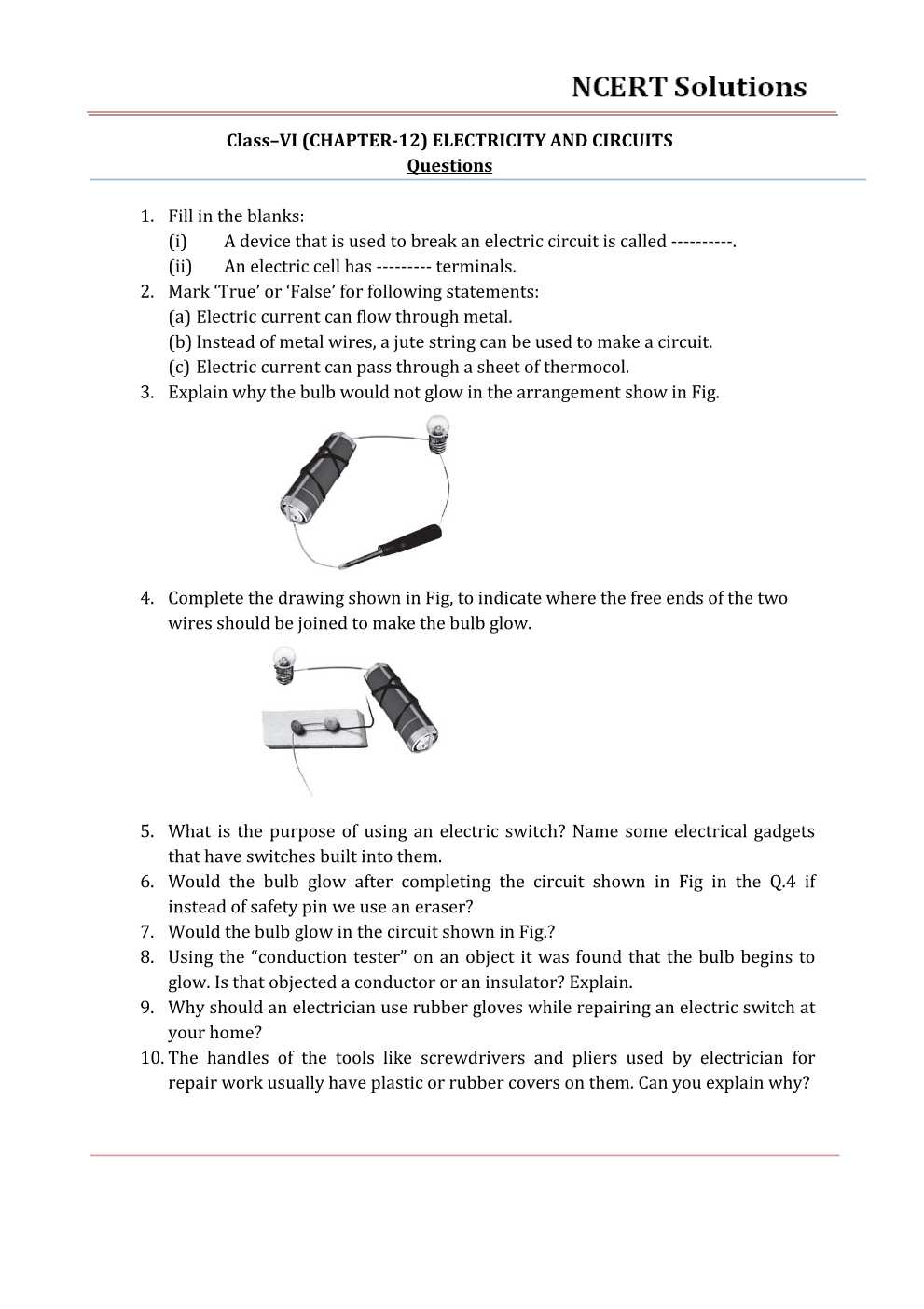 NCERT Solutions For Class 6 Science Chapter 12