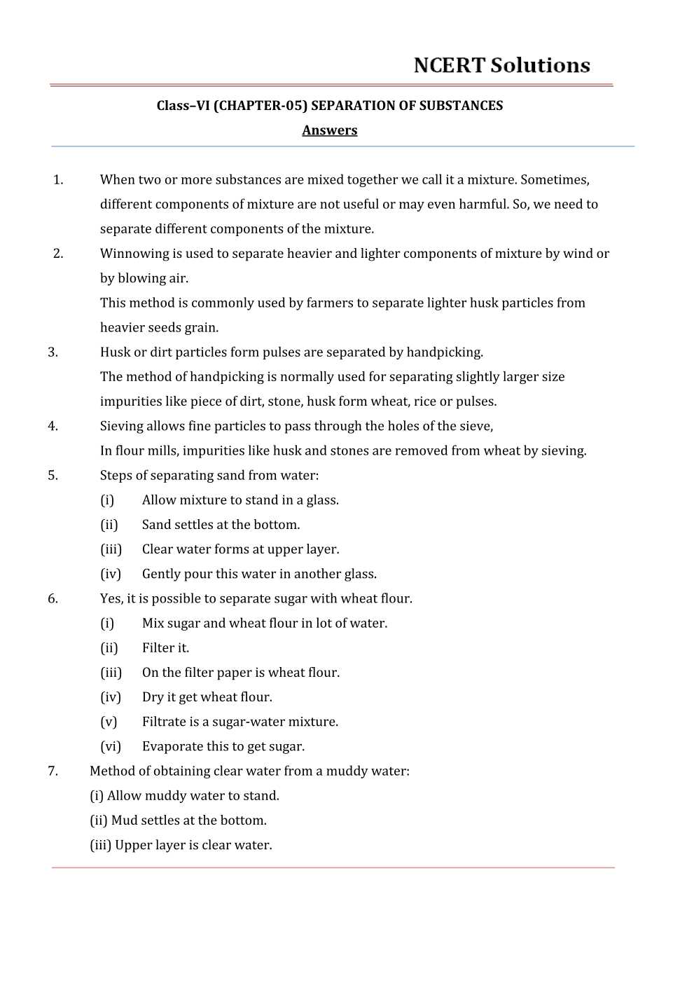 NCERT Solutions For Class 6 Science Chapter 5