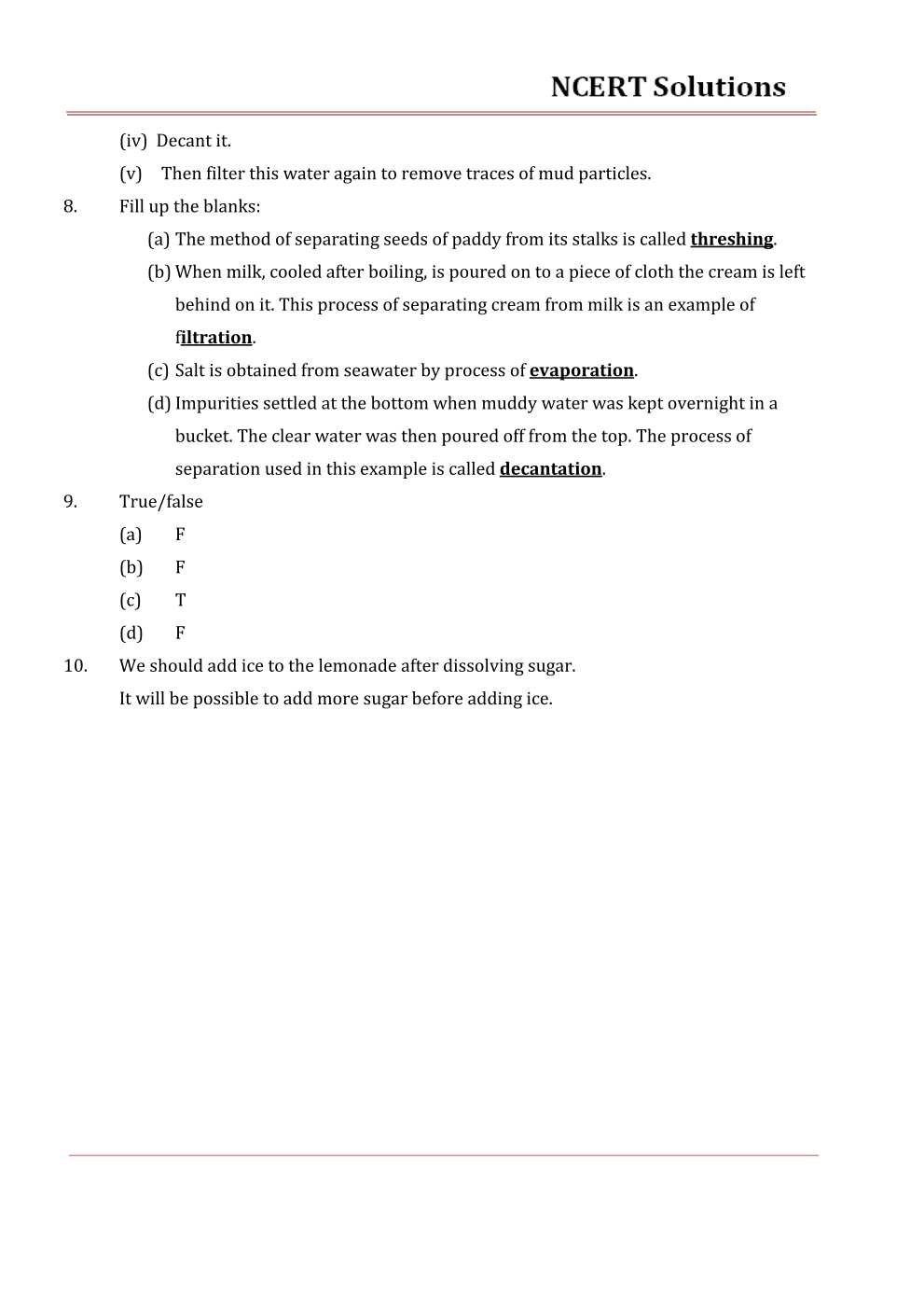 NCERT Solutions For Class 6 Science Chapter 5