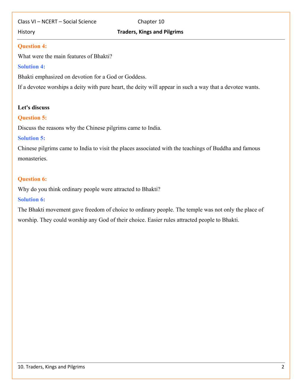 NCERT Solutions For Class 6 Social Science History Our Past Chapter 10