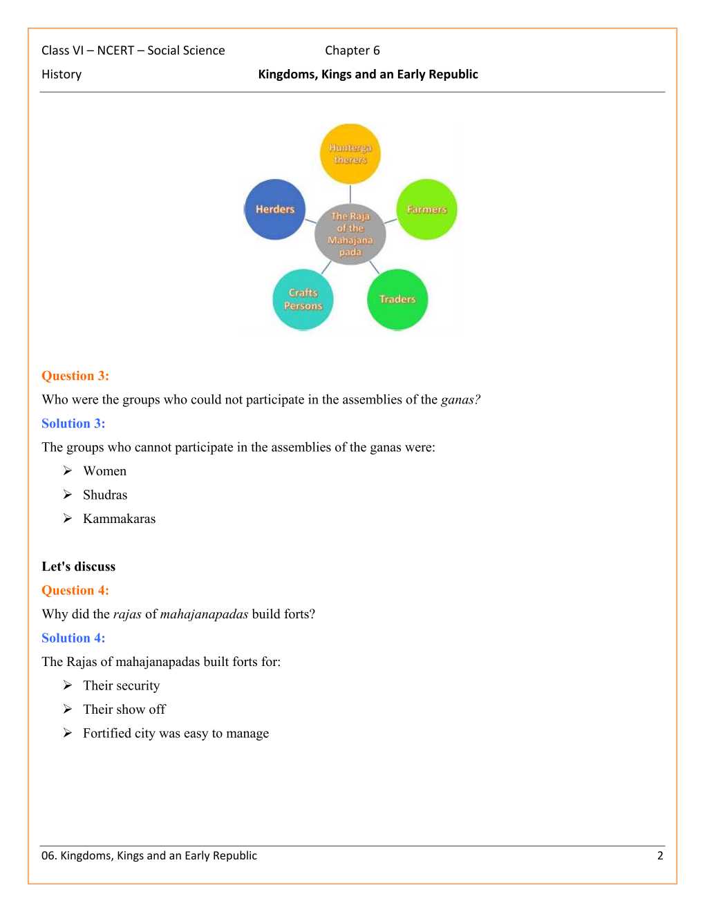 NCERT Solutions For Class 6 Social Science History Our Past Chapter 6