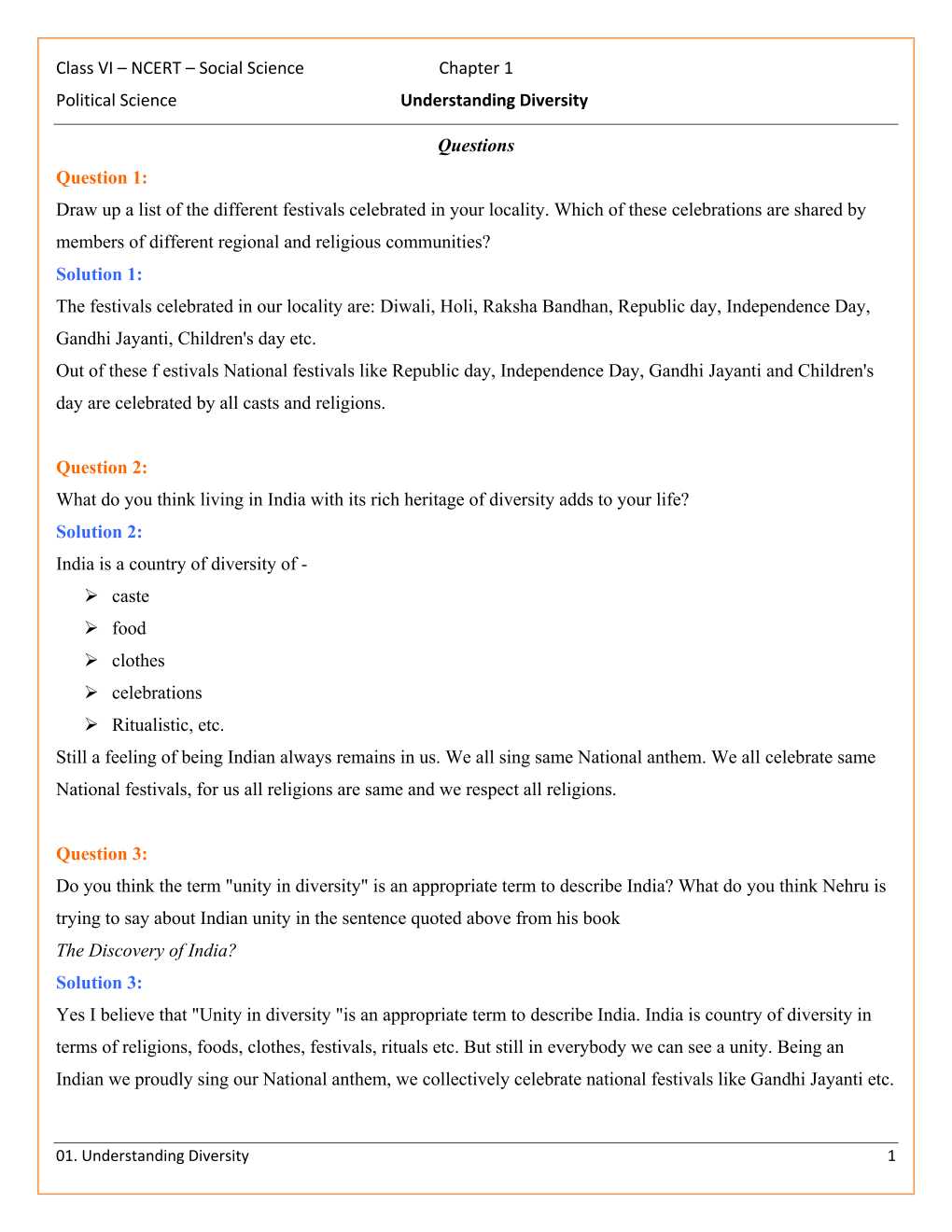 NCERT Solutions For Class 6 Social Science - Social and Political Life Chapter 1