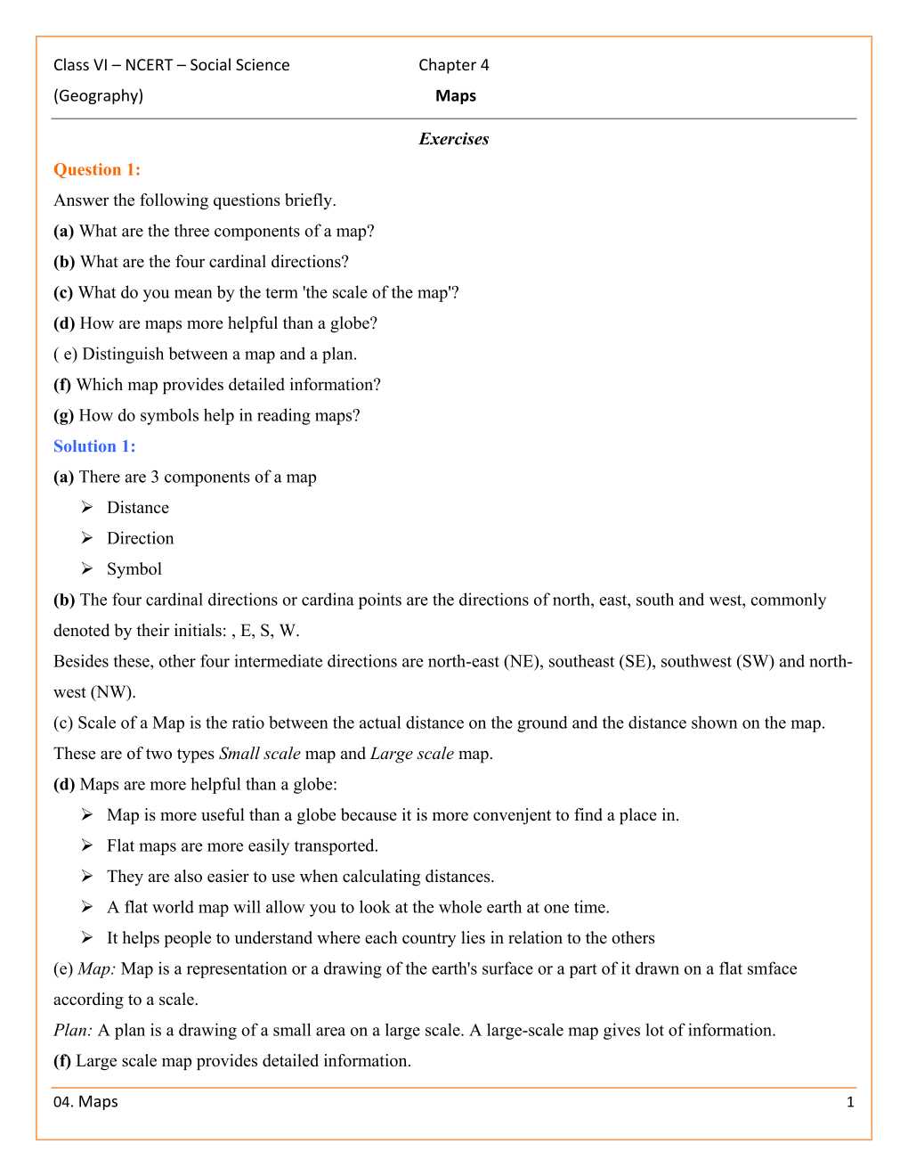 NCERT Solutions For Class 6 Social Science The Earth Our Habitat Chapter 4