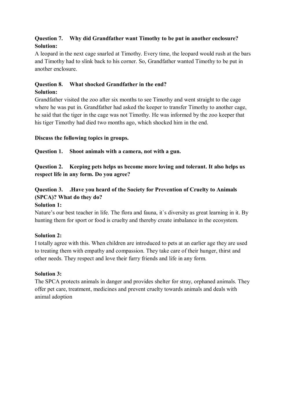 NCERT Solutions For Class 7 English An Alien Hand Chapter 9 A Tiger In The House