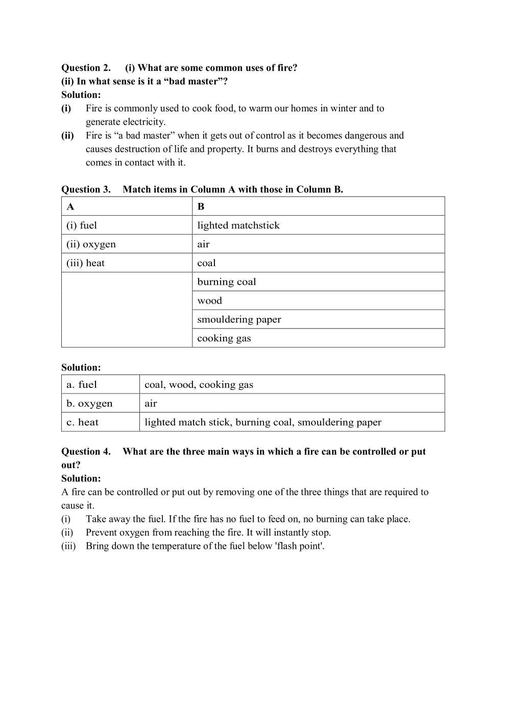 NCERT Solutions For Class 7 English Honeycomb Chapter 8 Fire Friend and Foe