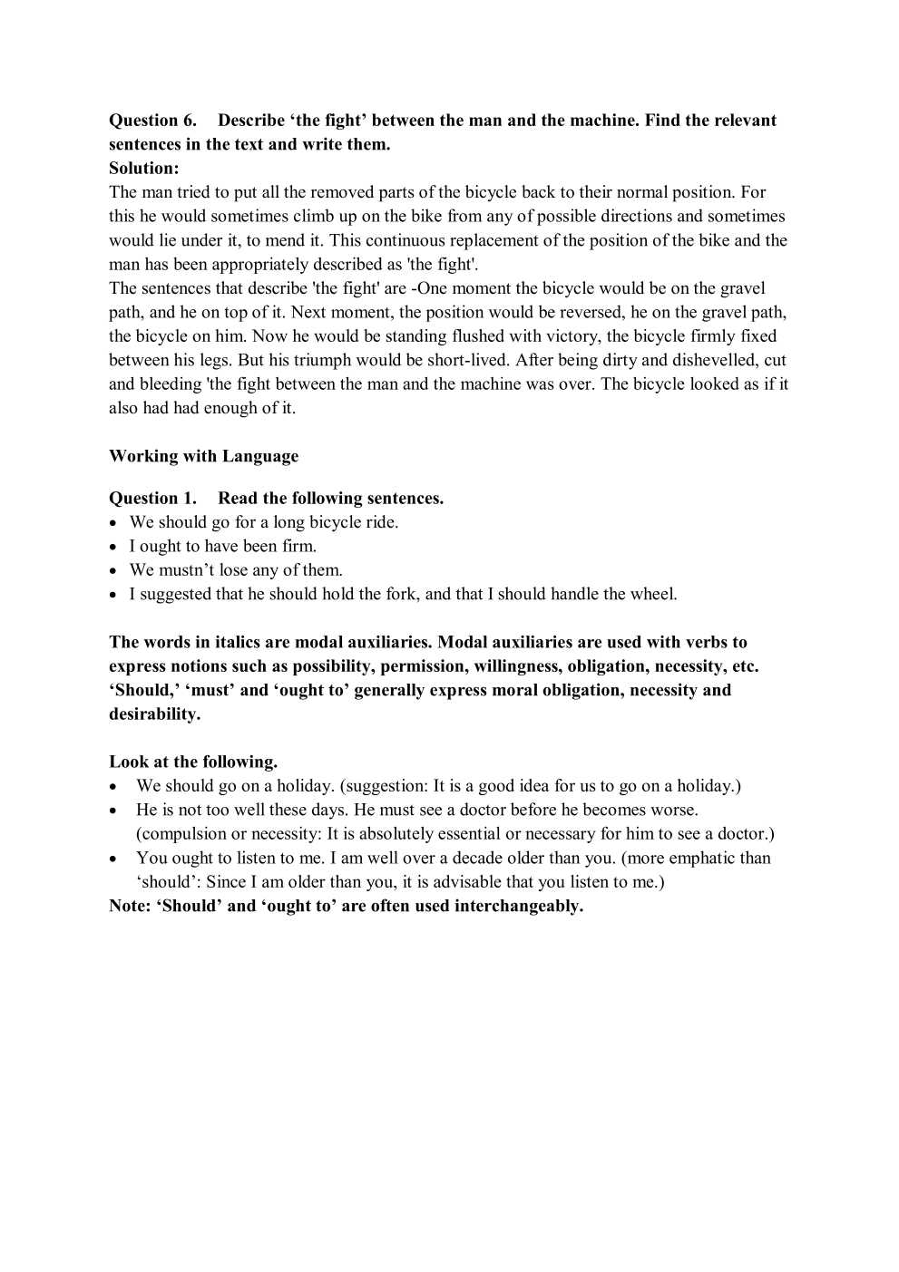 NCERT Solutions For Class 7 English Honeycomb Chapter 9 A Bicycle in Good Repair