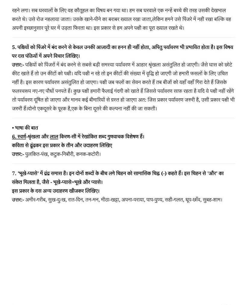 NCERT Solutions For Class 7 Hindi Vasant Chapter 1 Ham Panchhee Unmukt Gagan Ke 