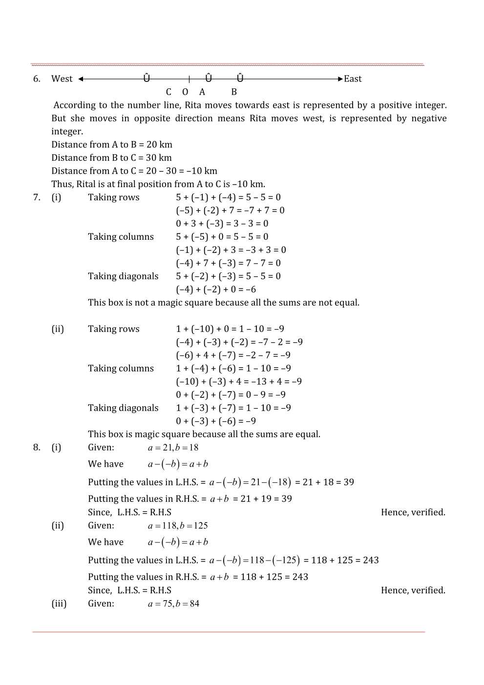 NCERT Solutions For Class 7 Maths Chapter 1 Integers