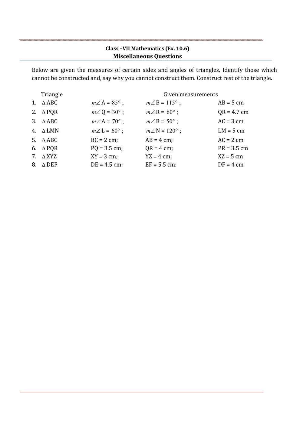 NCERT Solutions For Class 7 Maths Chapter 10 Practical Geometry