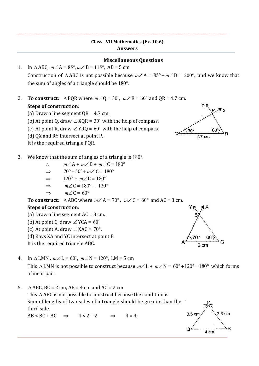 NCERT Solutions For Class 7 Maths Chapter 10 Practical Geometry