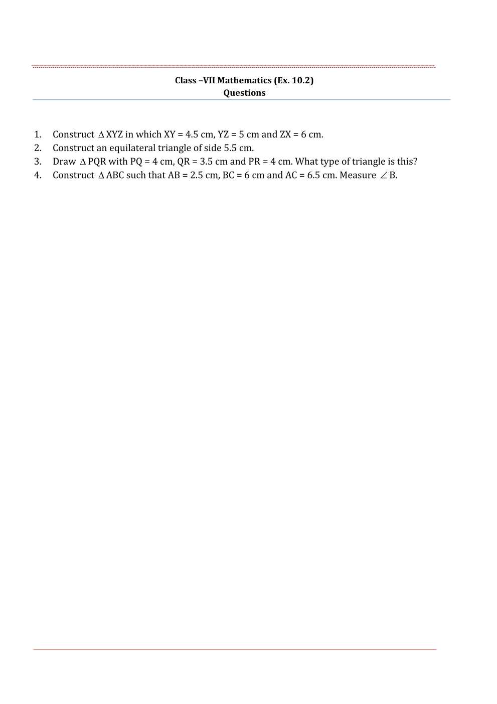 NCERT Solutions For Class 7 Maths Chapter 10 Practical Geometry