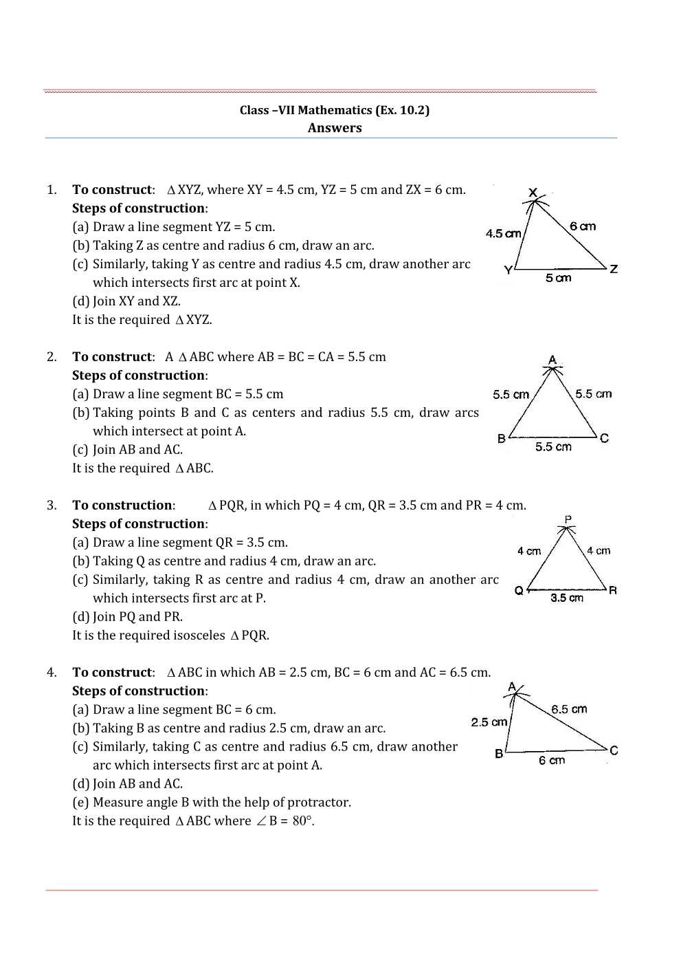 NCERT Solutions For Class 7 Maths Chapter 10 Practical Geometry