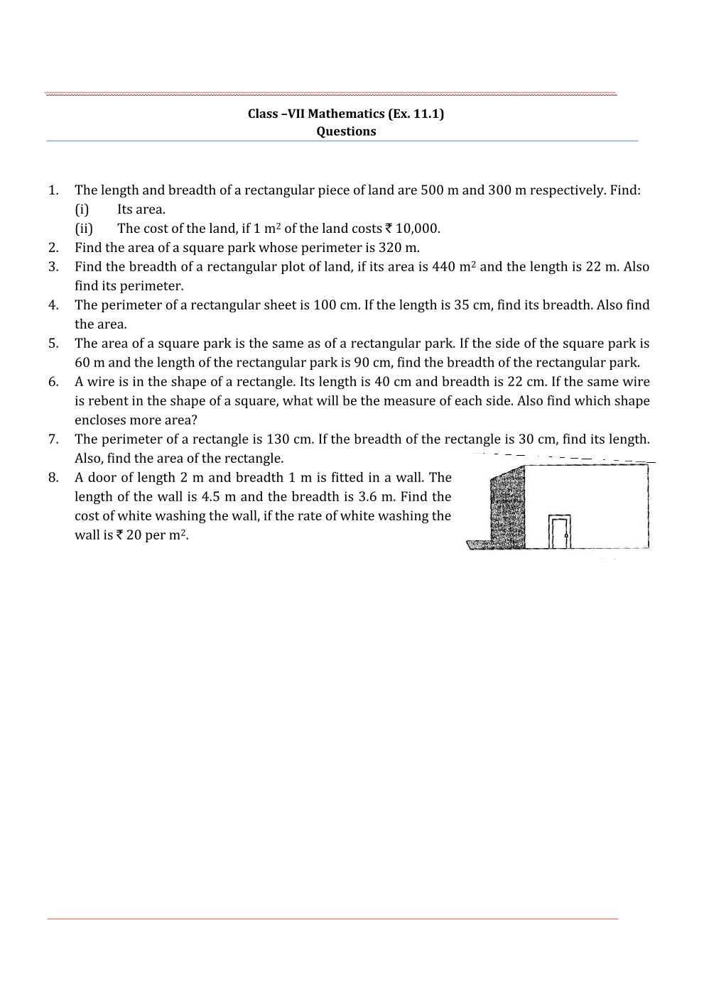 NCERT Solutions For Class 7 Maths Chapter 11 Perimeter and Area