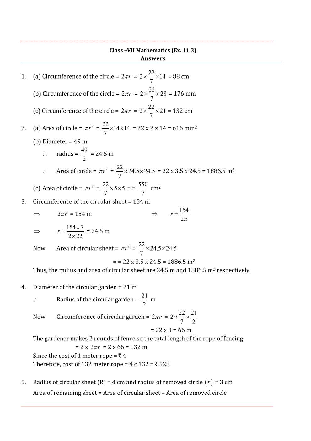 NCERT Solutions For Class 7 Maths Chapter 11 Perimeter and Area